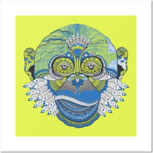 monkey face illustration Posters and Art